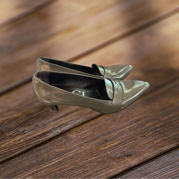 AGL Leather Olive Green Solid Dressy Office Heel Pumps EUR 40 US 10 - Picture 6 of 9